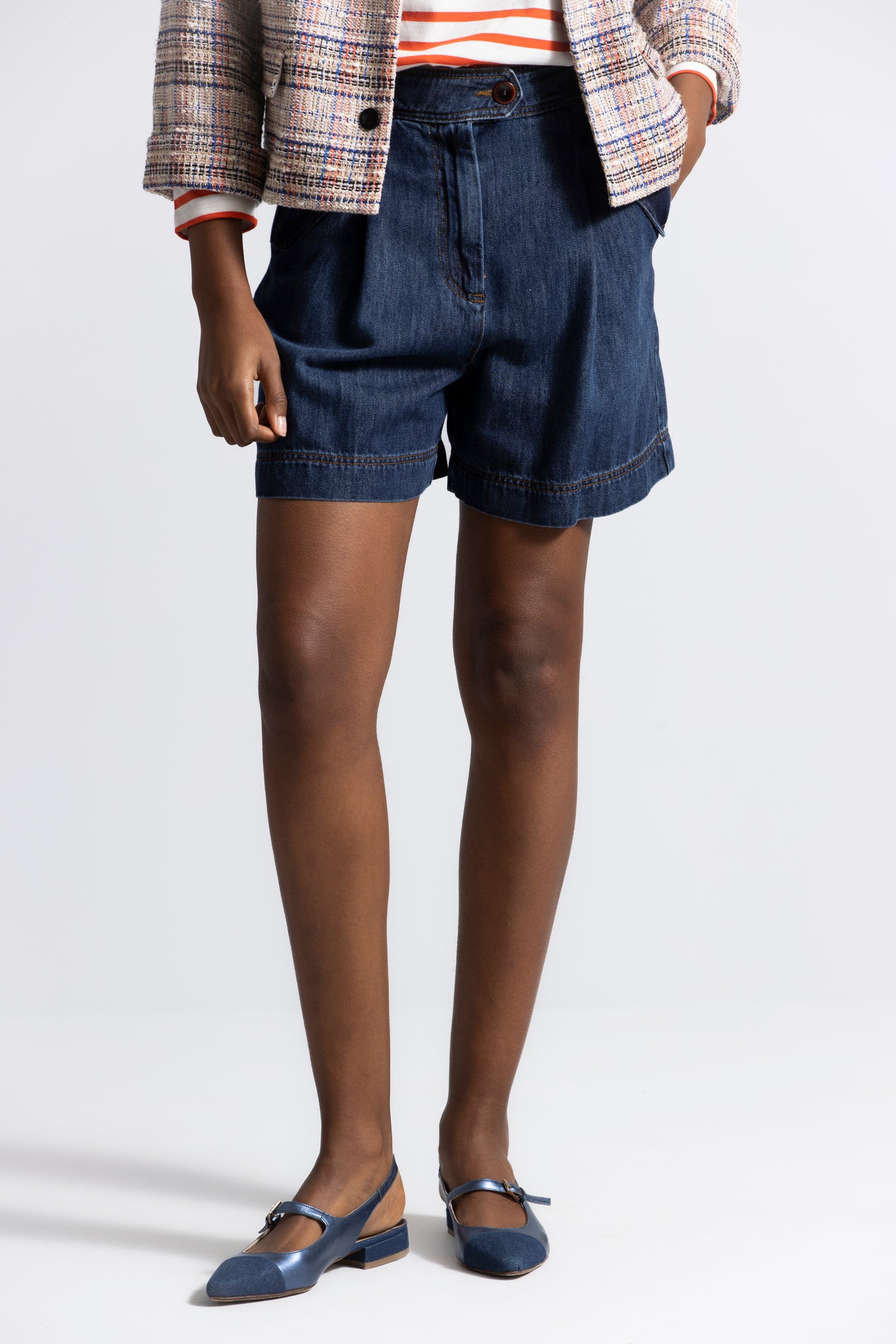 Short en jean bleu Evelon