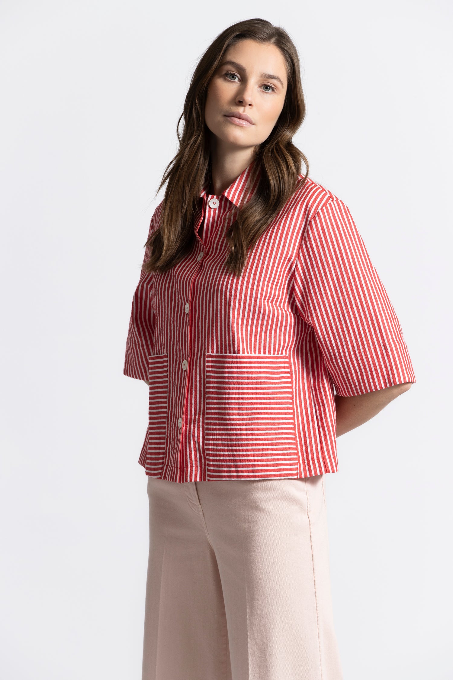 Blouse blanc-rouge Hortis