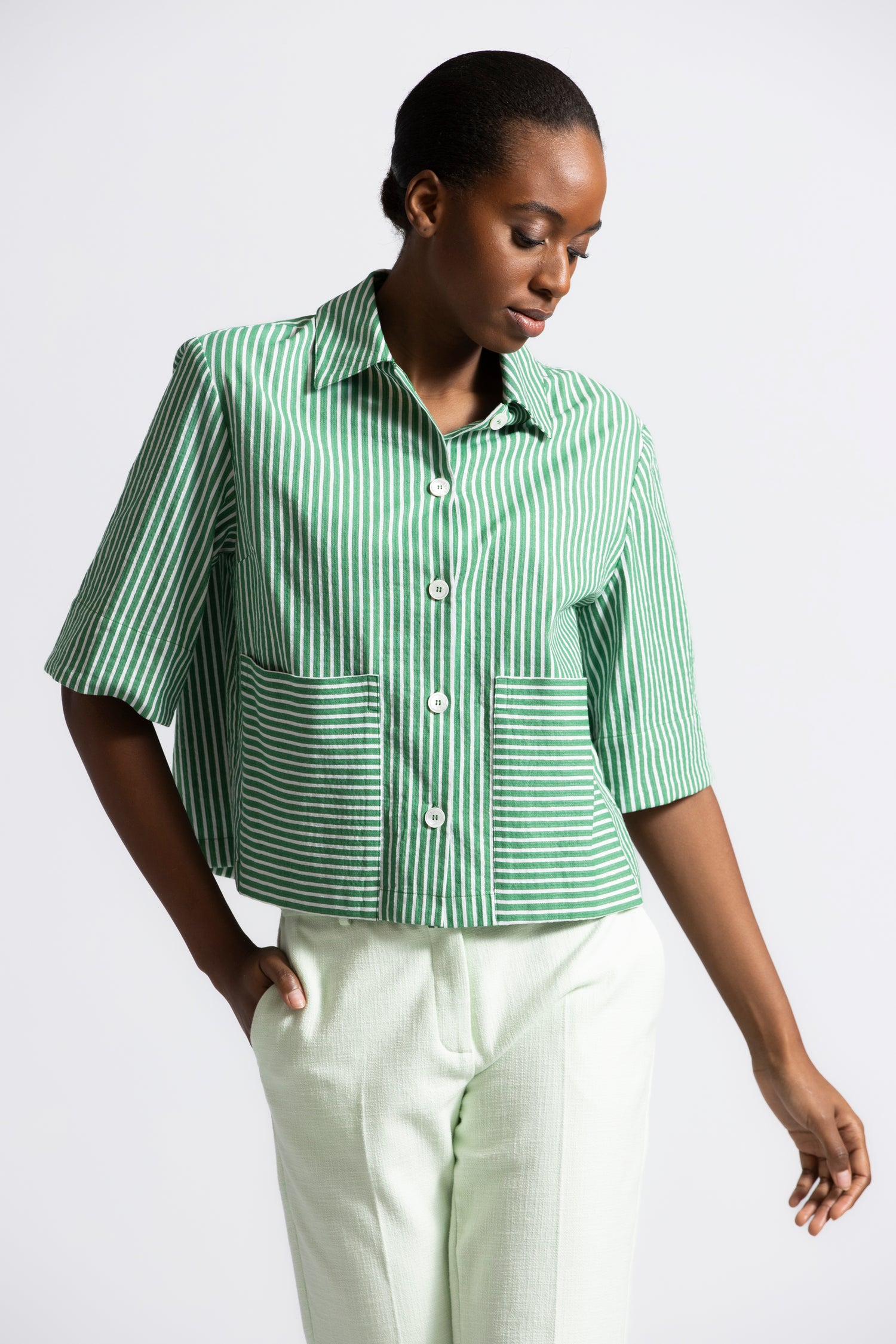 Blouse blanc-vert Hortis