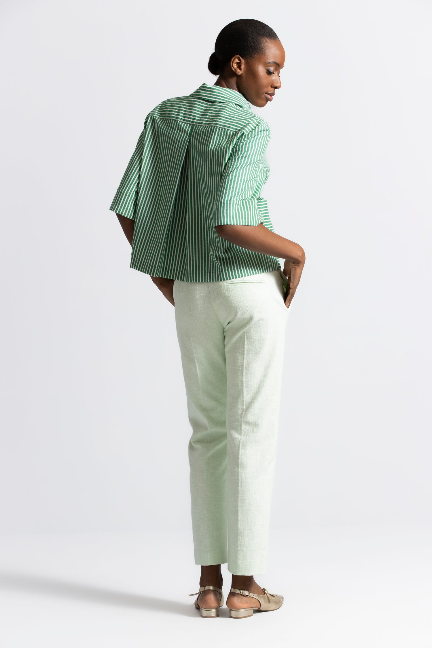 Hortis groen-witte blouse