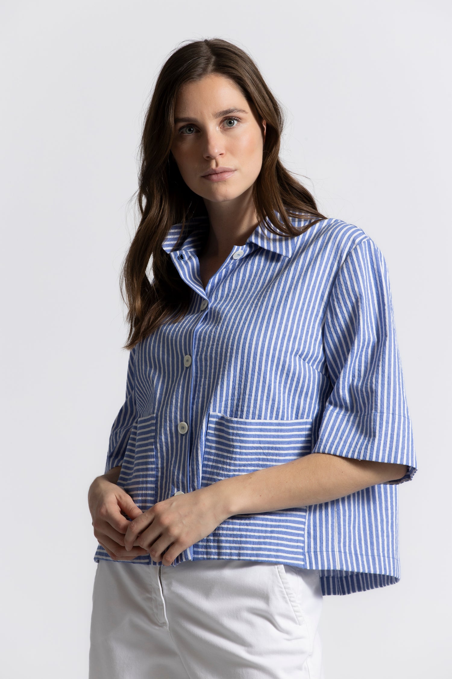 Blouse blanc-bleu Hortis