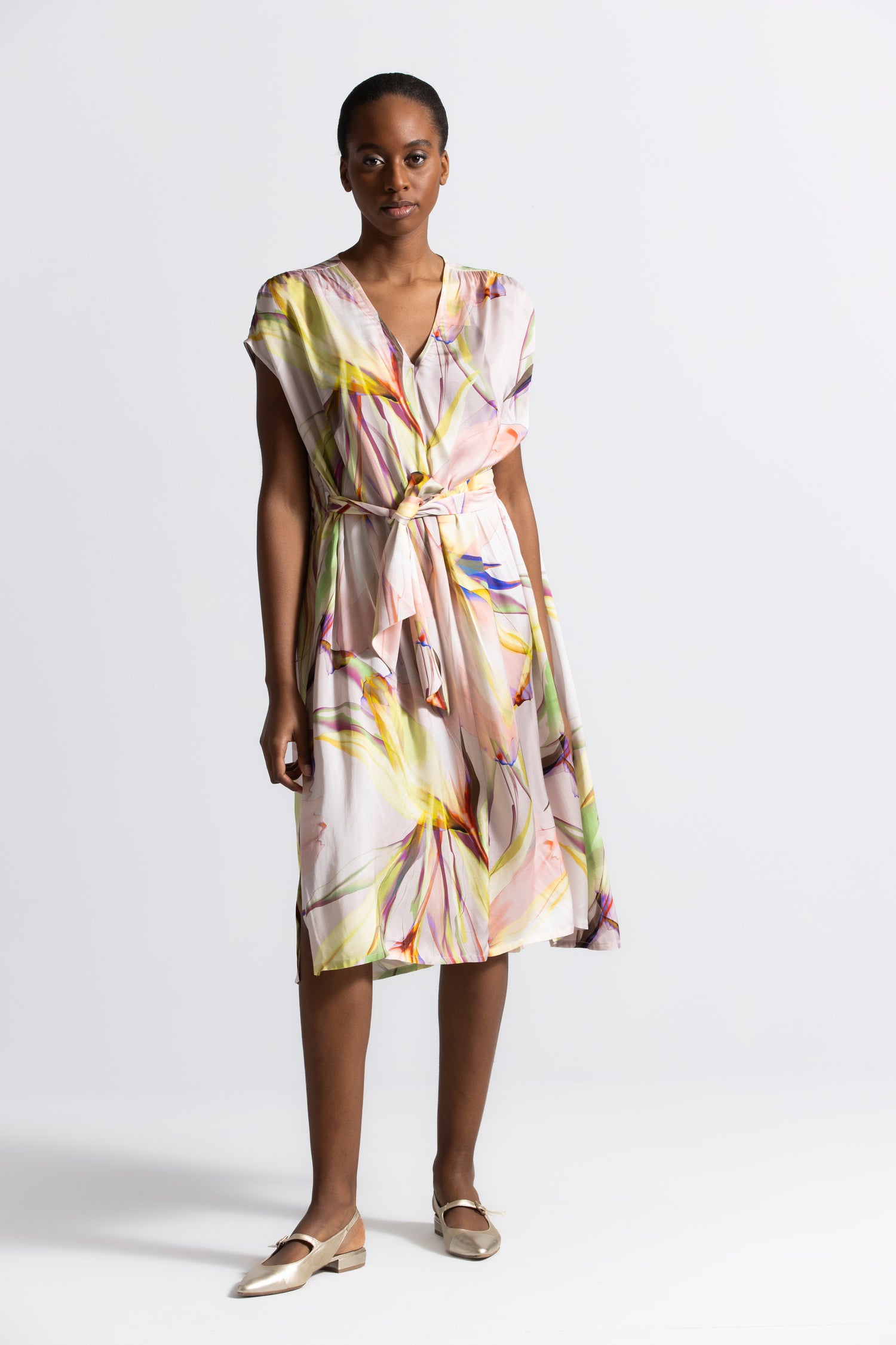 Kosmos pink-yellow dress