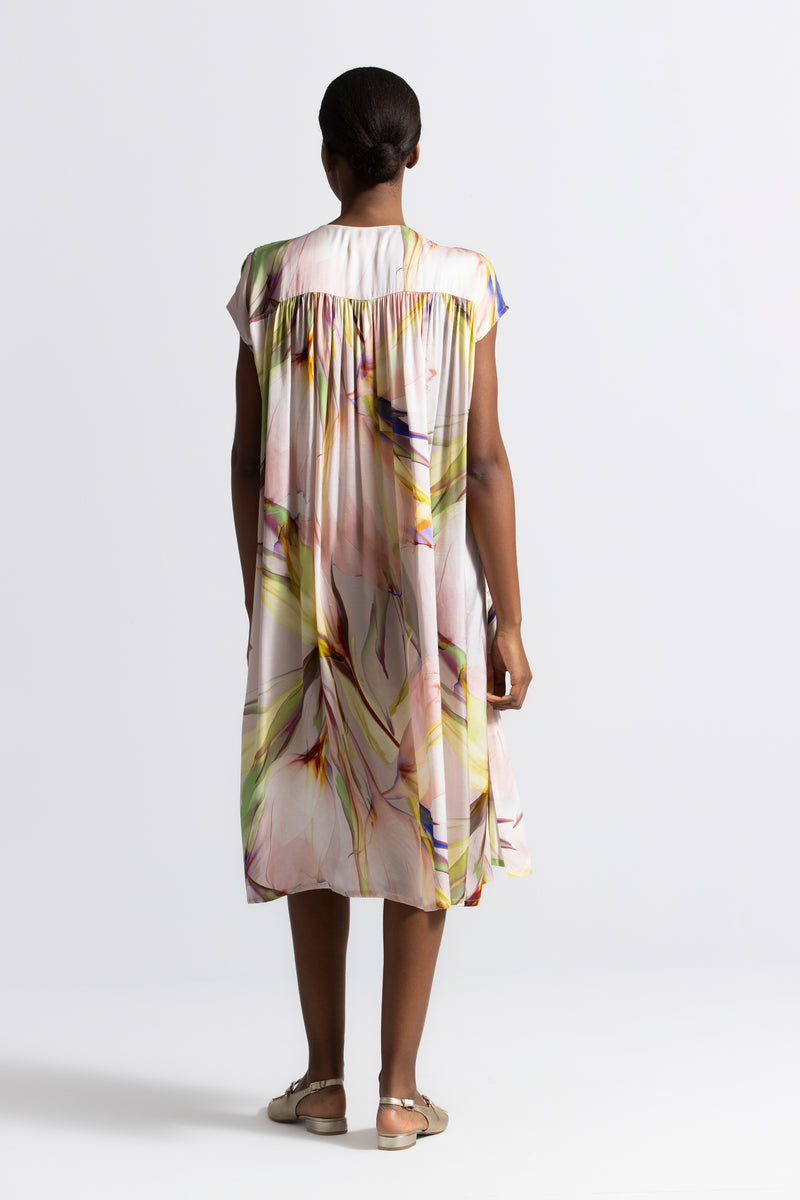 Kosmos pink-yellow dress