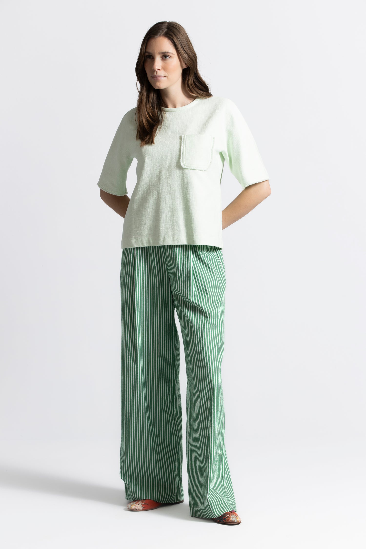 Pantalon blanc-vert Roche 