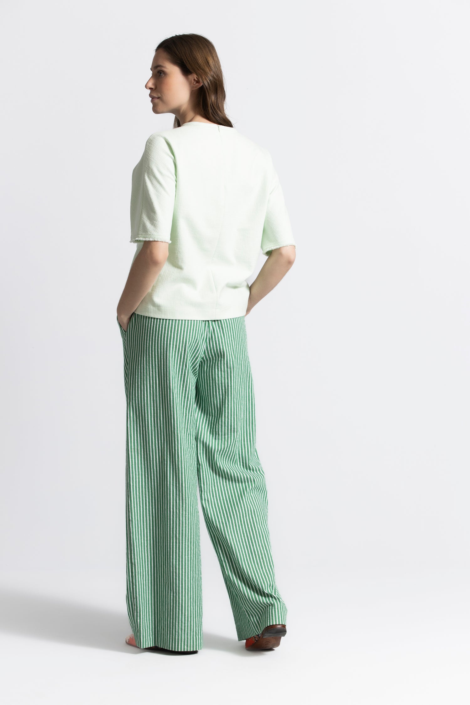 Pantalon blanc-vert Roche 