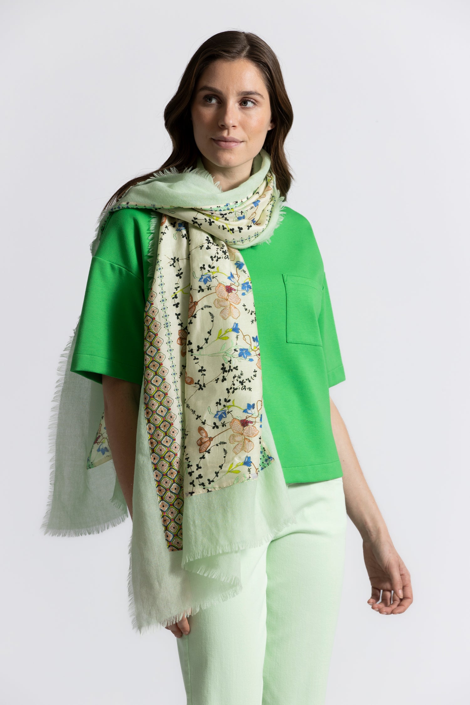 Mint Green Scarf with Print