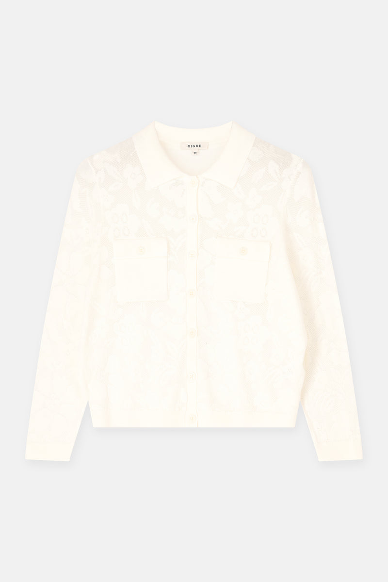 FLORE ecru trui-cardigan