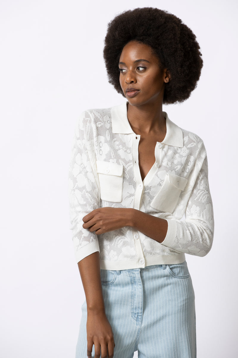 FLORE ecru trui-cardigan