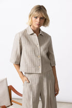 HIZA blouse kaki rayée