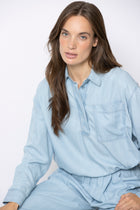HOOVER chemise baby blue ceinturée