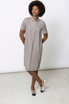 KAORI brown check shirt dress