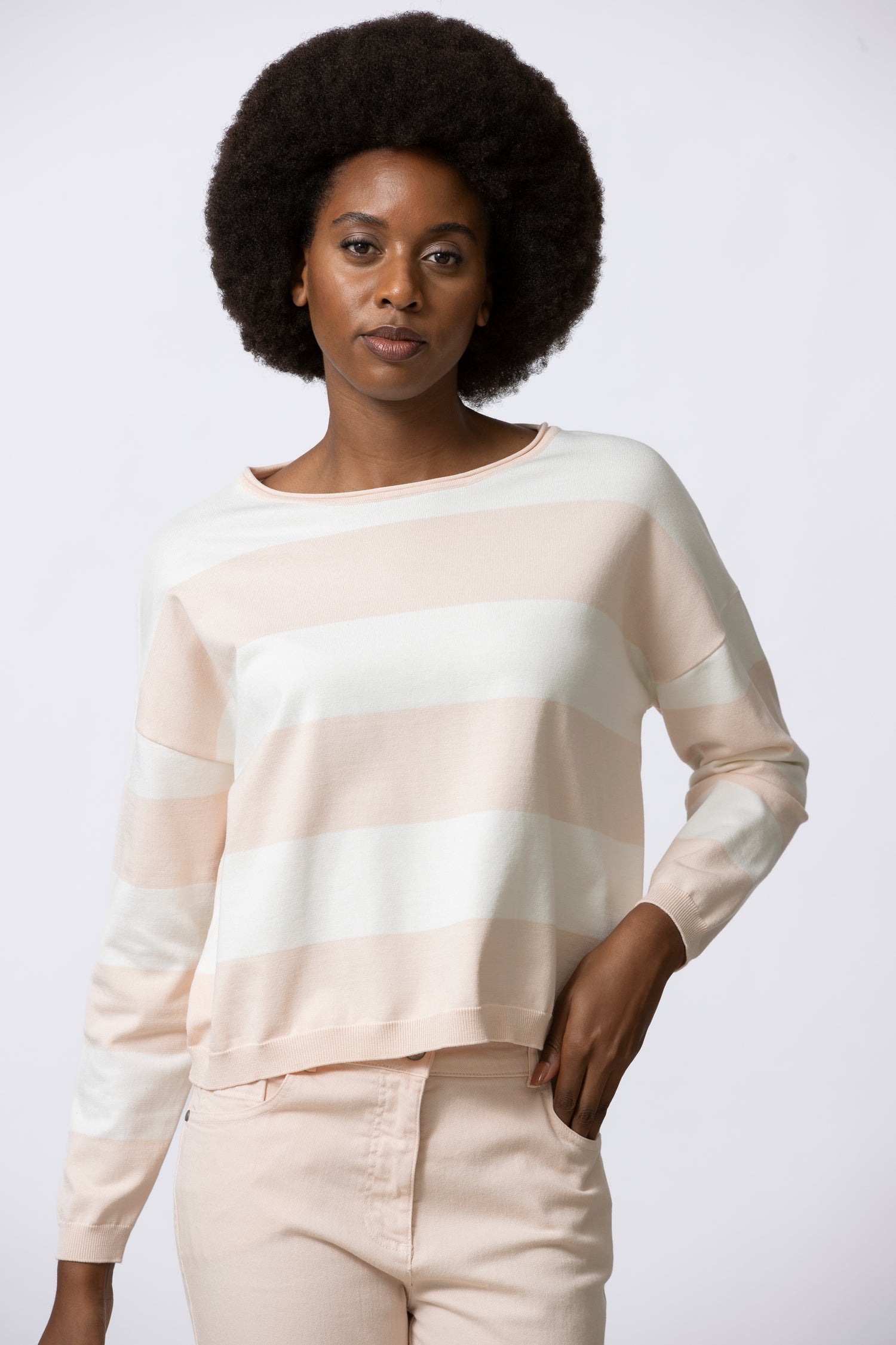 LAURI  nude gestreepte trui