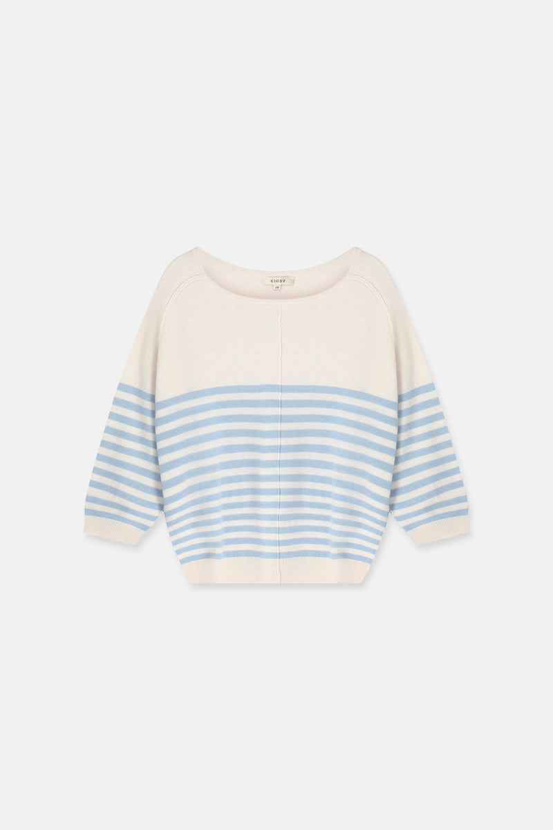 LAYLA lichtblauw-ecru trui