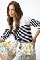 Layla navy-ecru knit