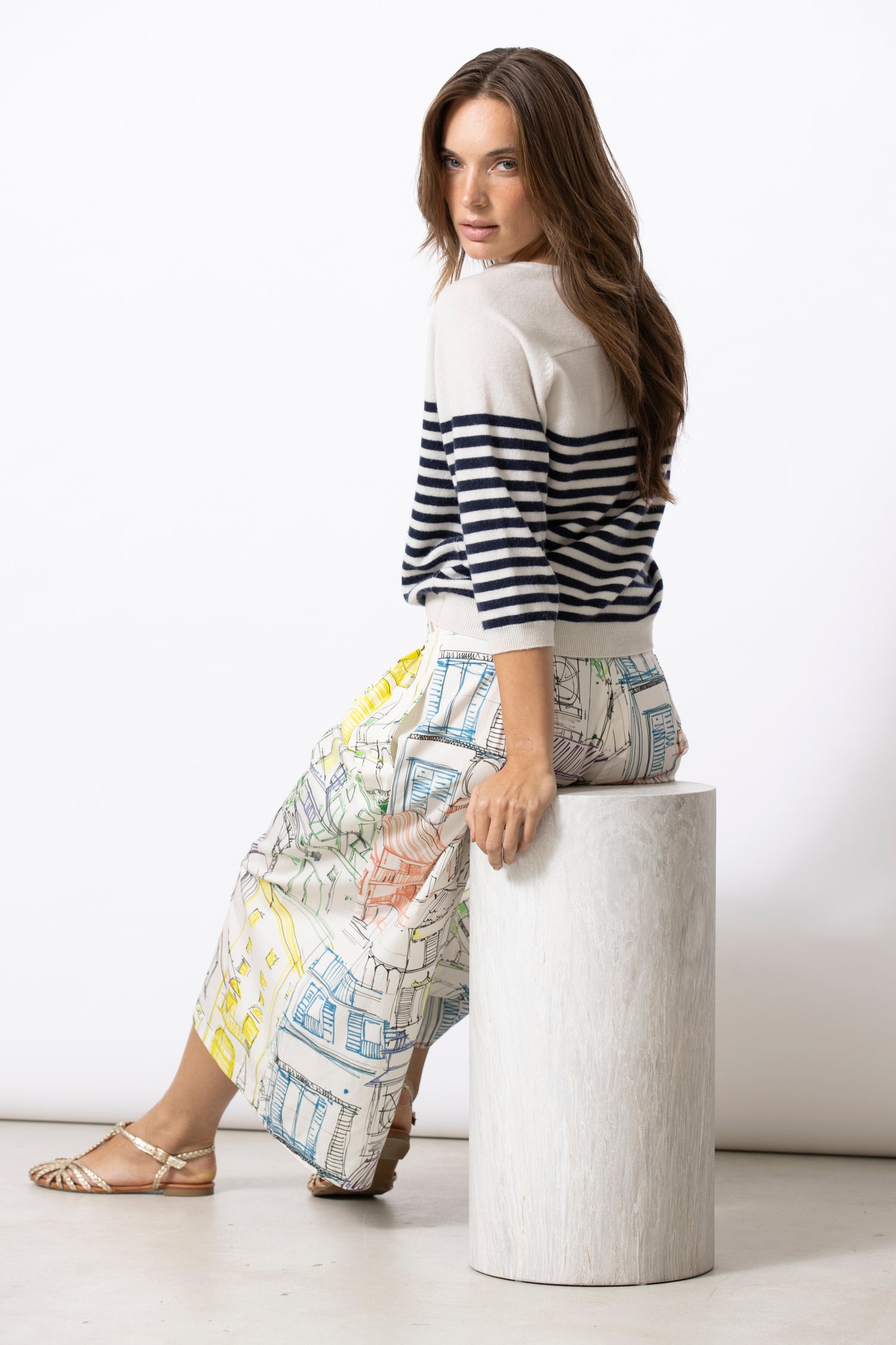 LAYLA navy-ecru trui