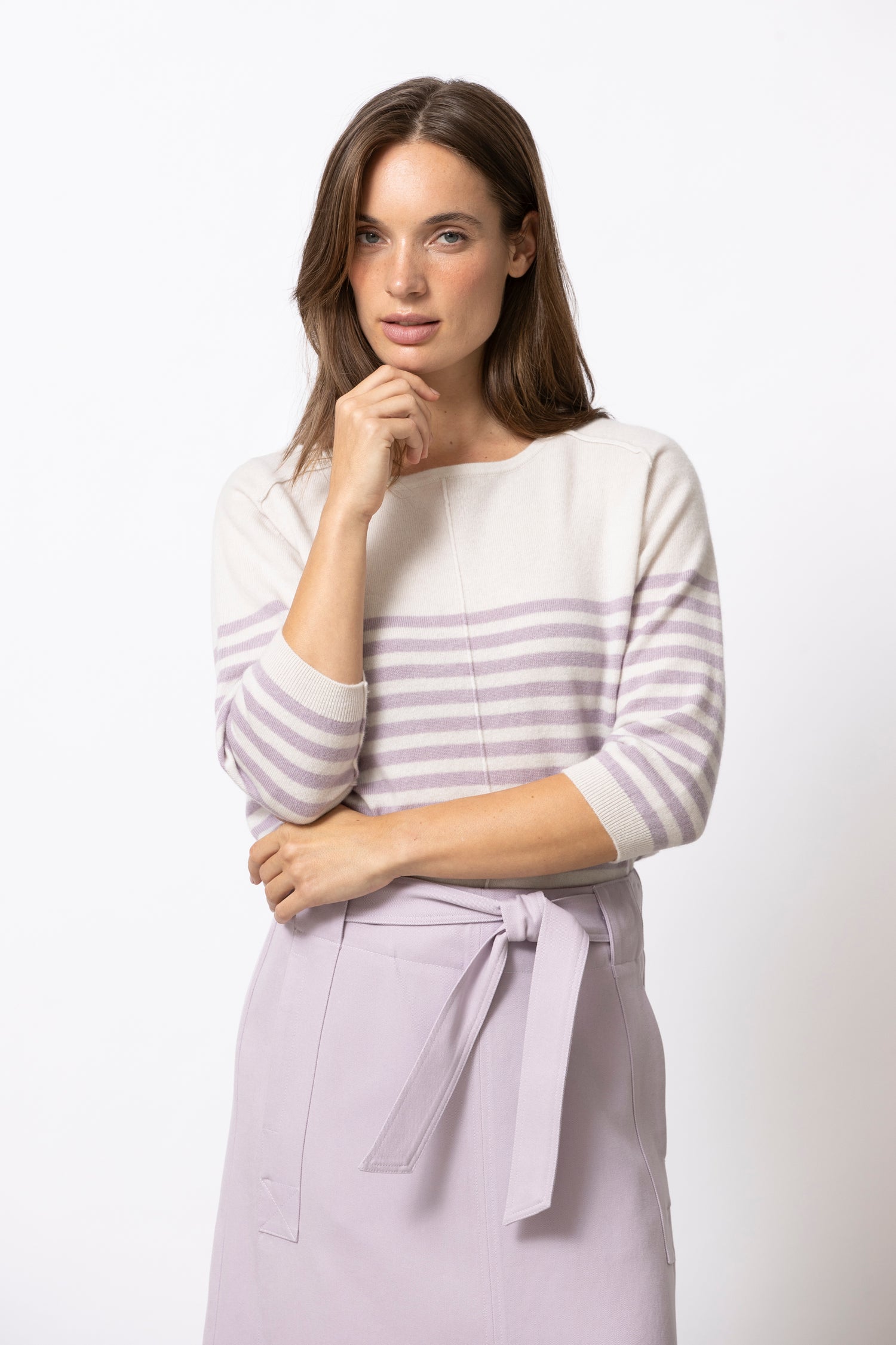 Layla lila-ecru trui