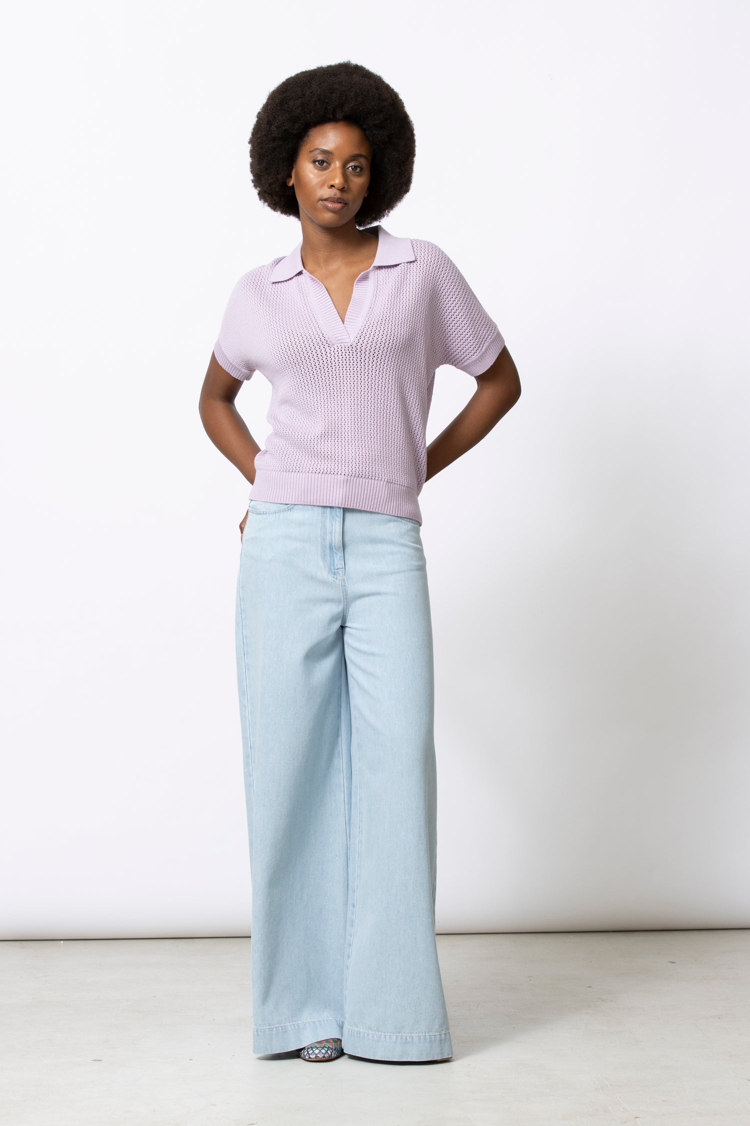 LILY polo en maille lilas