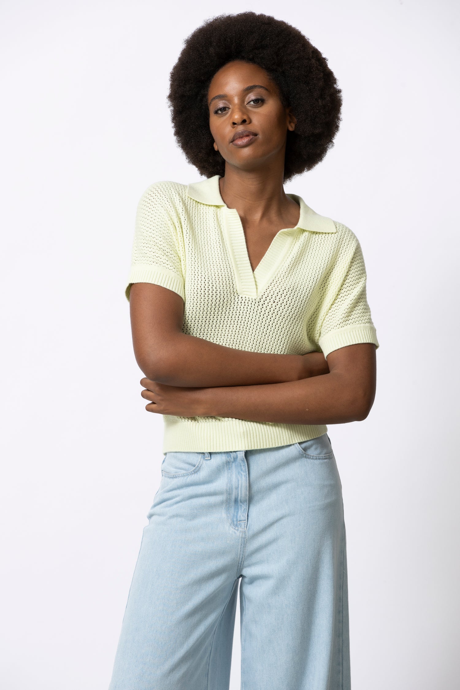 LILY polo en maille jaune néon