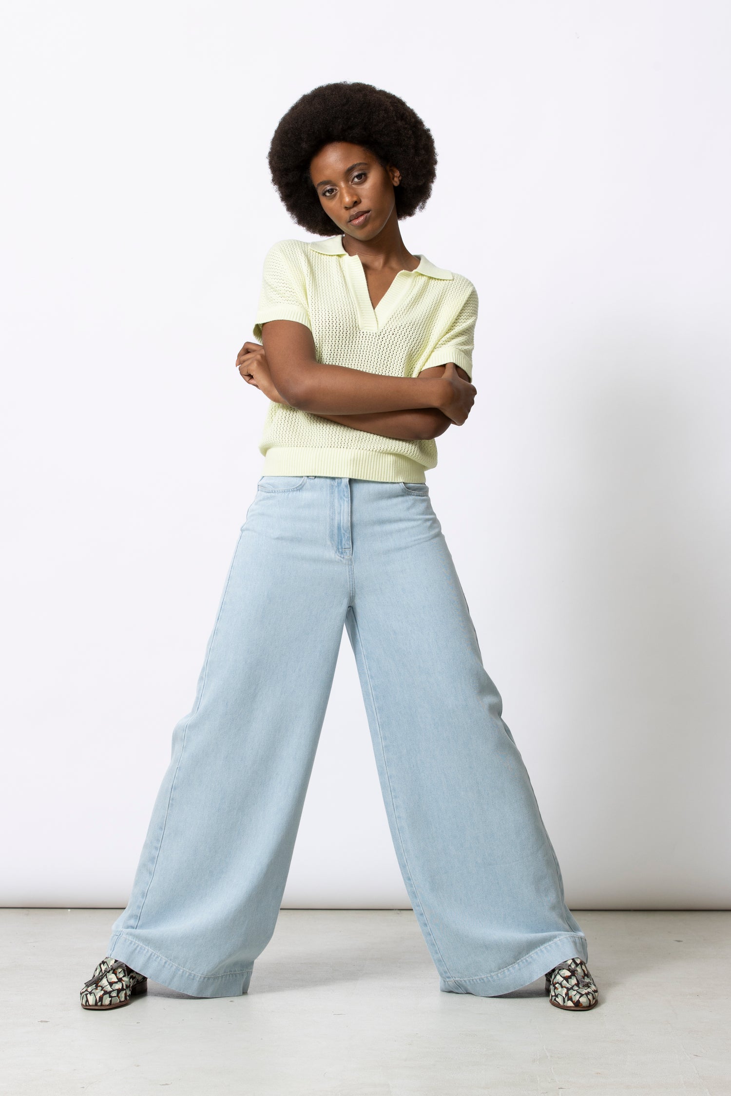 LILY polo en maille jaune néon