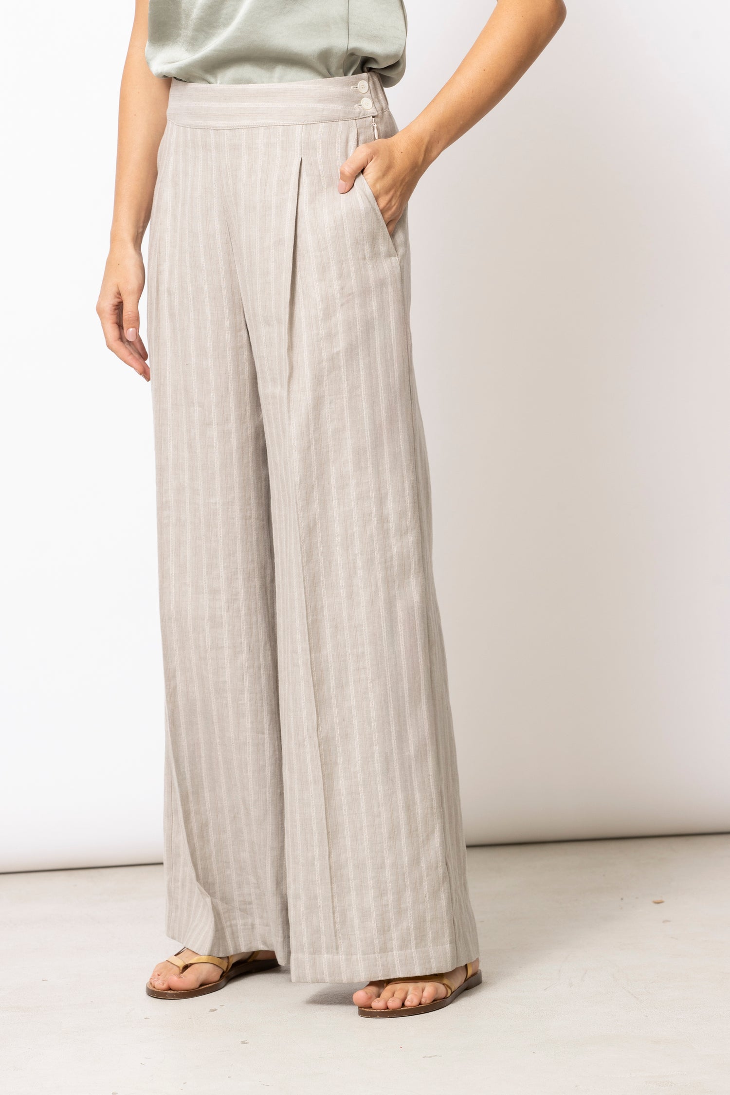 RITCH kaki broek met strepen