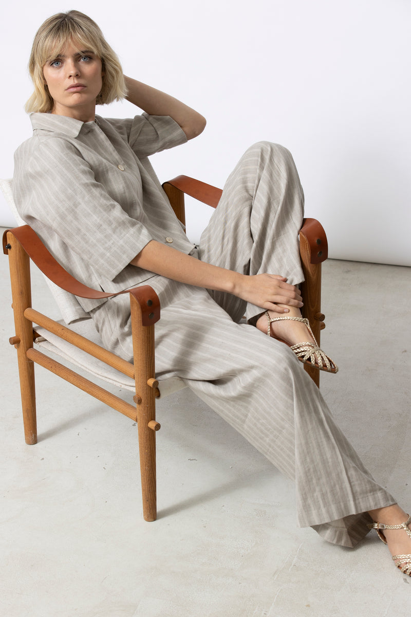 RITCH kaki broek met strepen