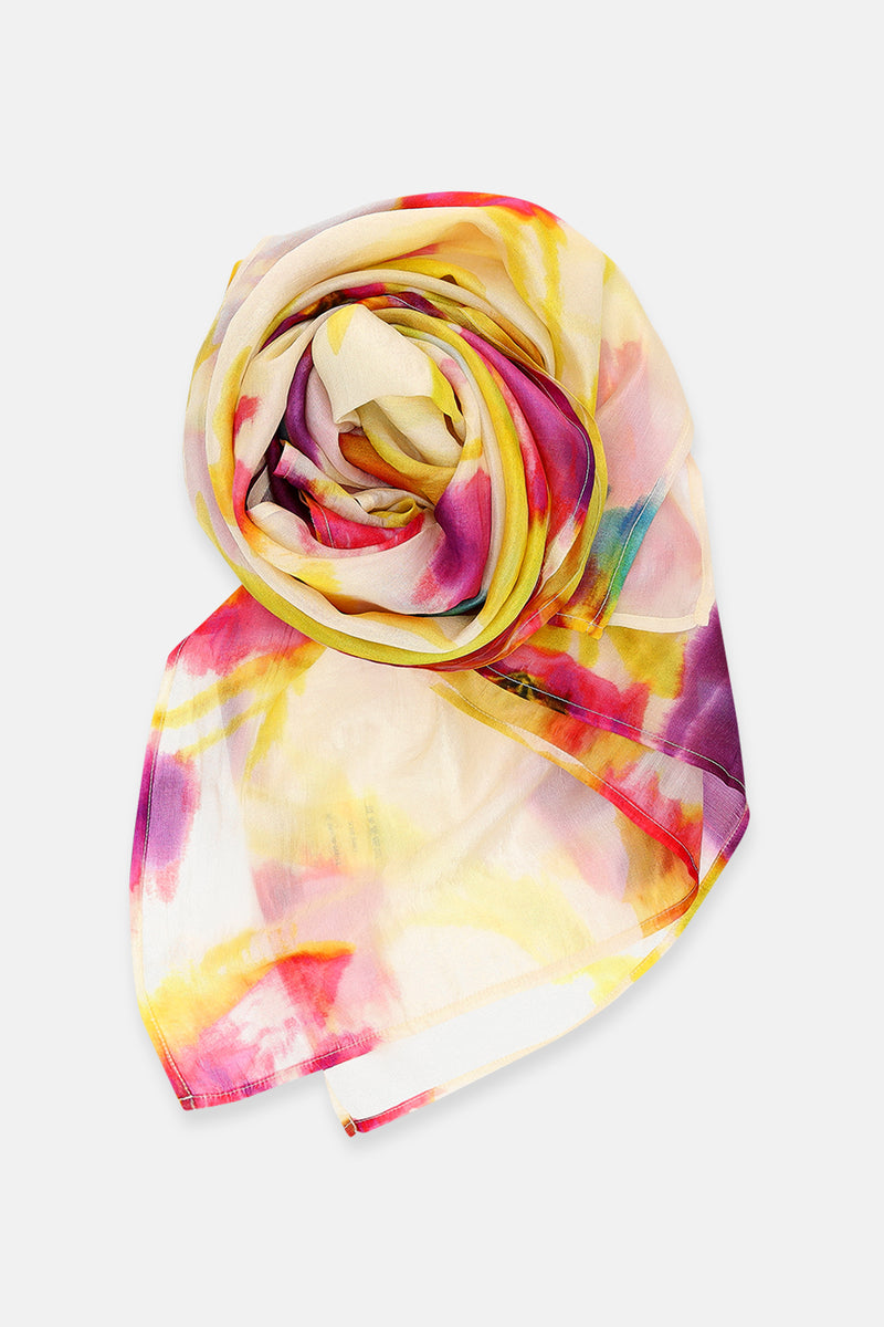 Multicolor bloemenprint sjaal