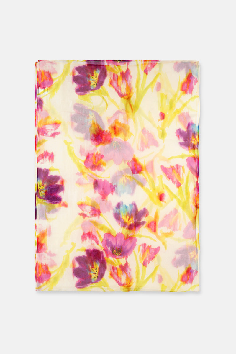 Multicolor bloemenprint sjaal