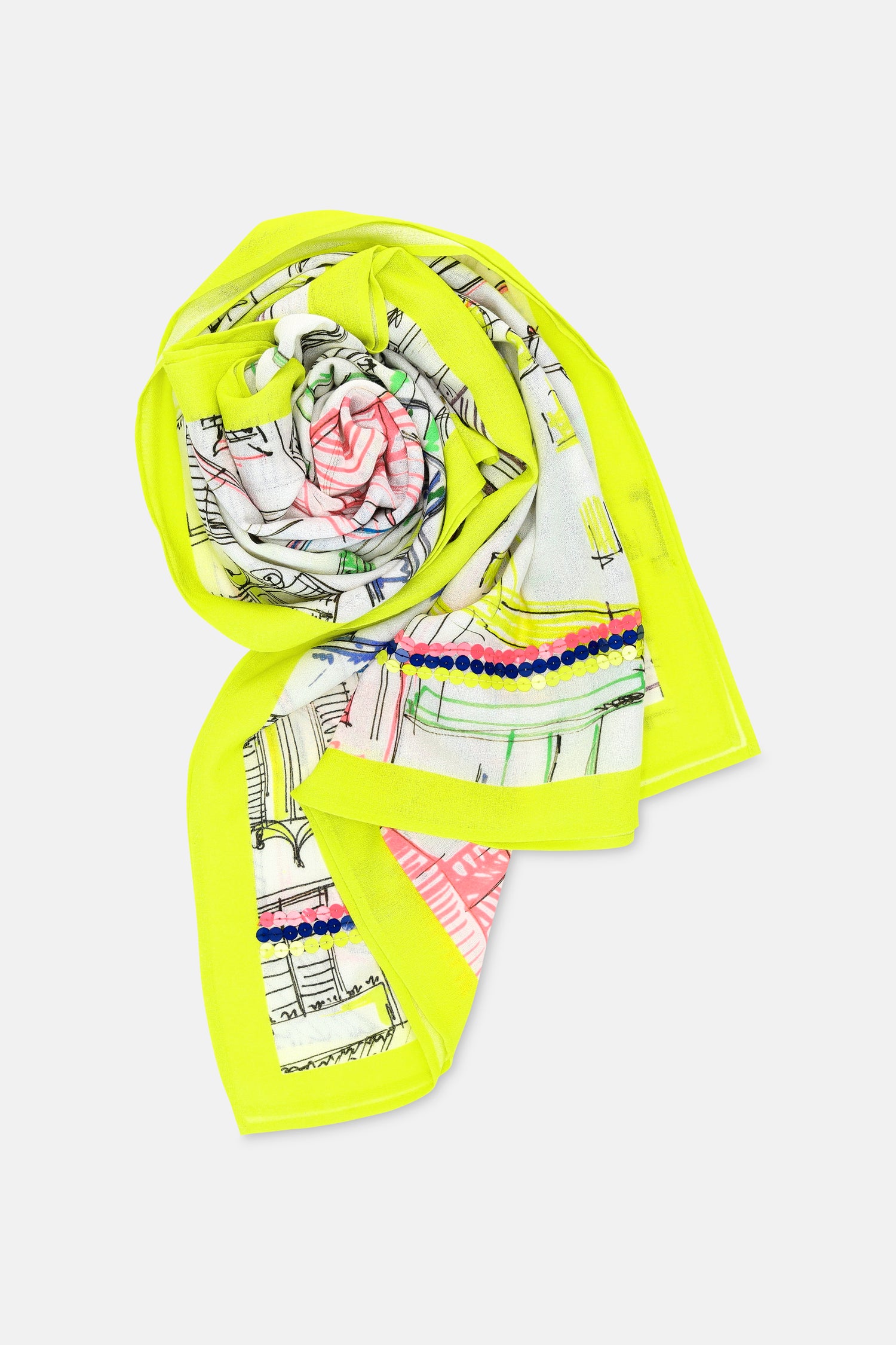 Multicolour graphic scarf