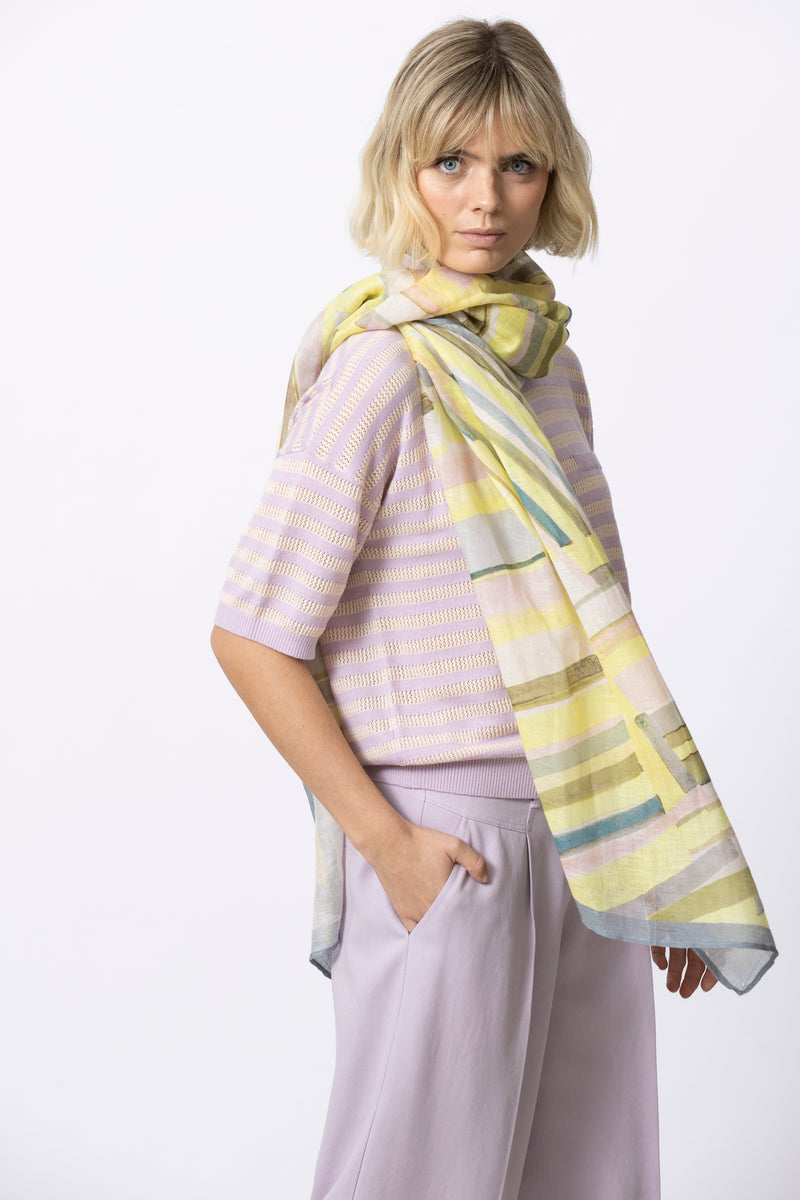 Multicolor grafische gestreepte  sjaal
