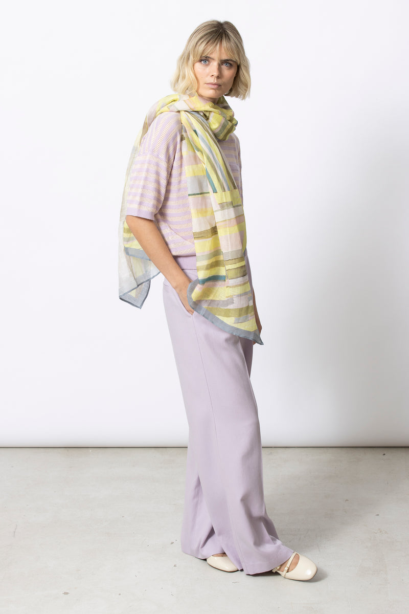 Multicolor grafische gestreepte  sjaal