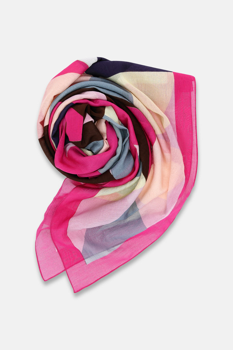 Multicolor grafische zijden sjaal