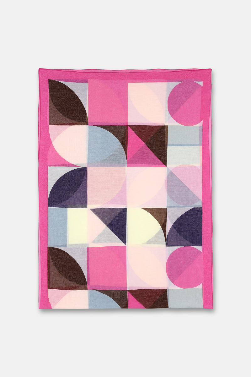 Multicolor grafische zijden sjaal