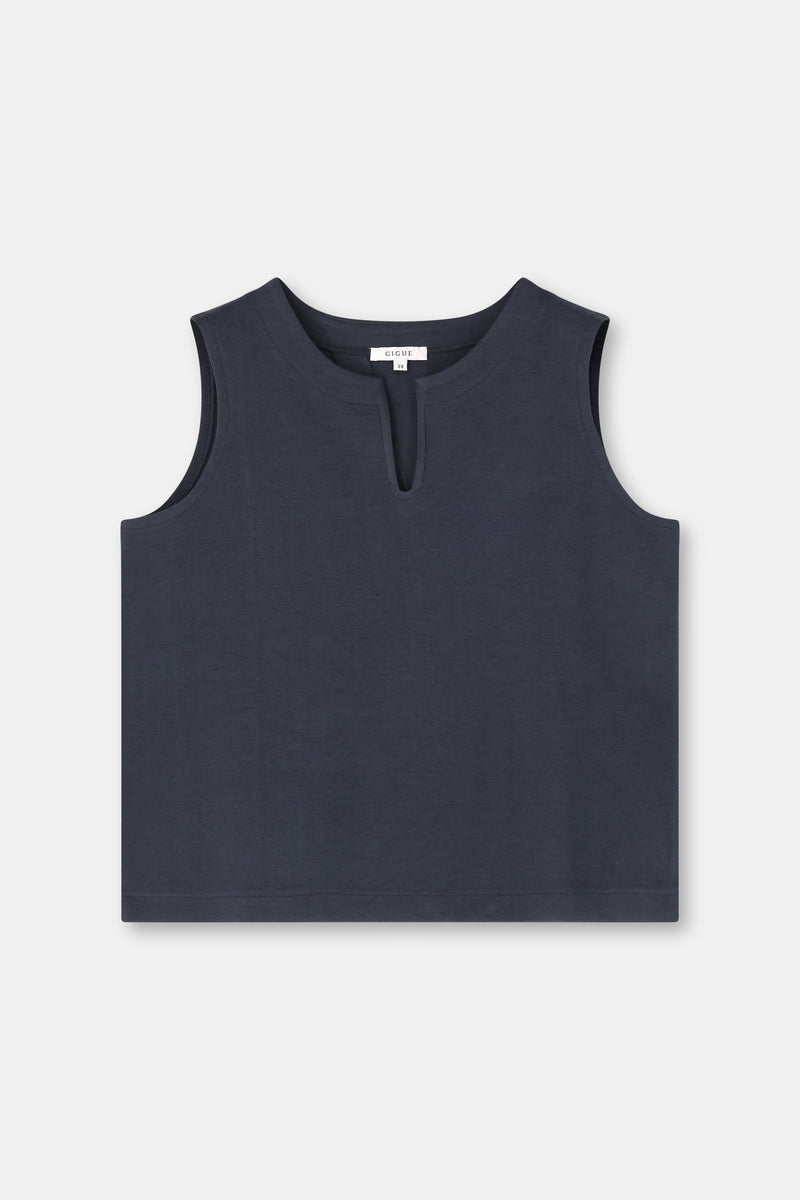 SILVER navy singlet