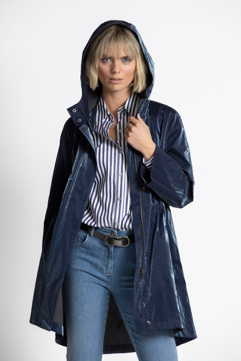 AMOR Dark blue glossy raincoat