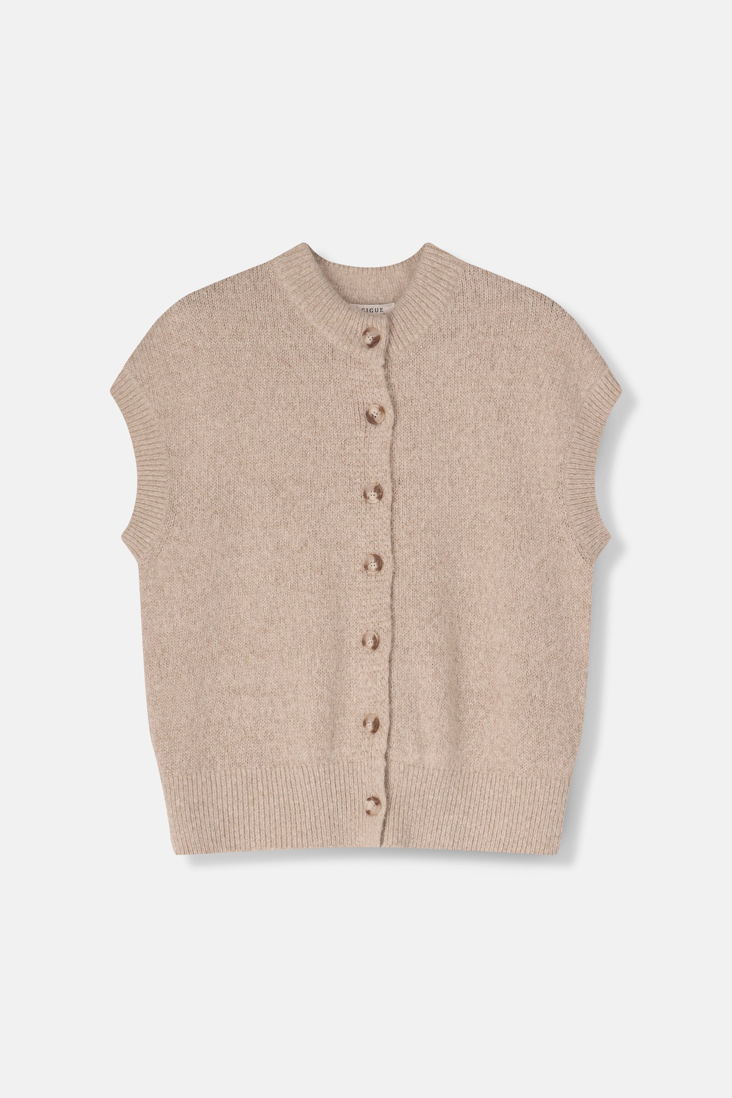 Figa beige mouwloze cardigan