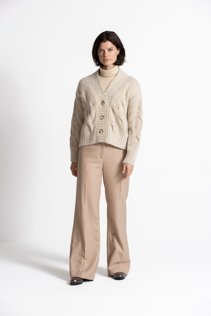 FILE Beige knitted cardigan