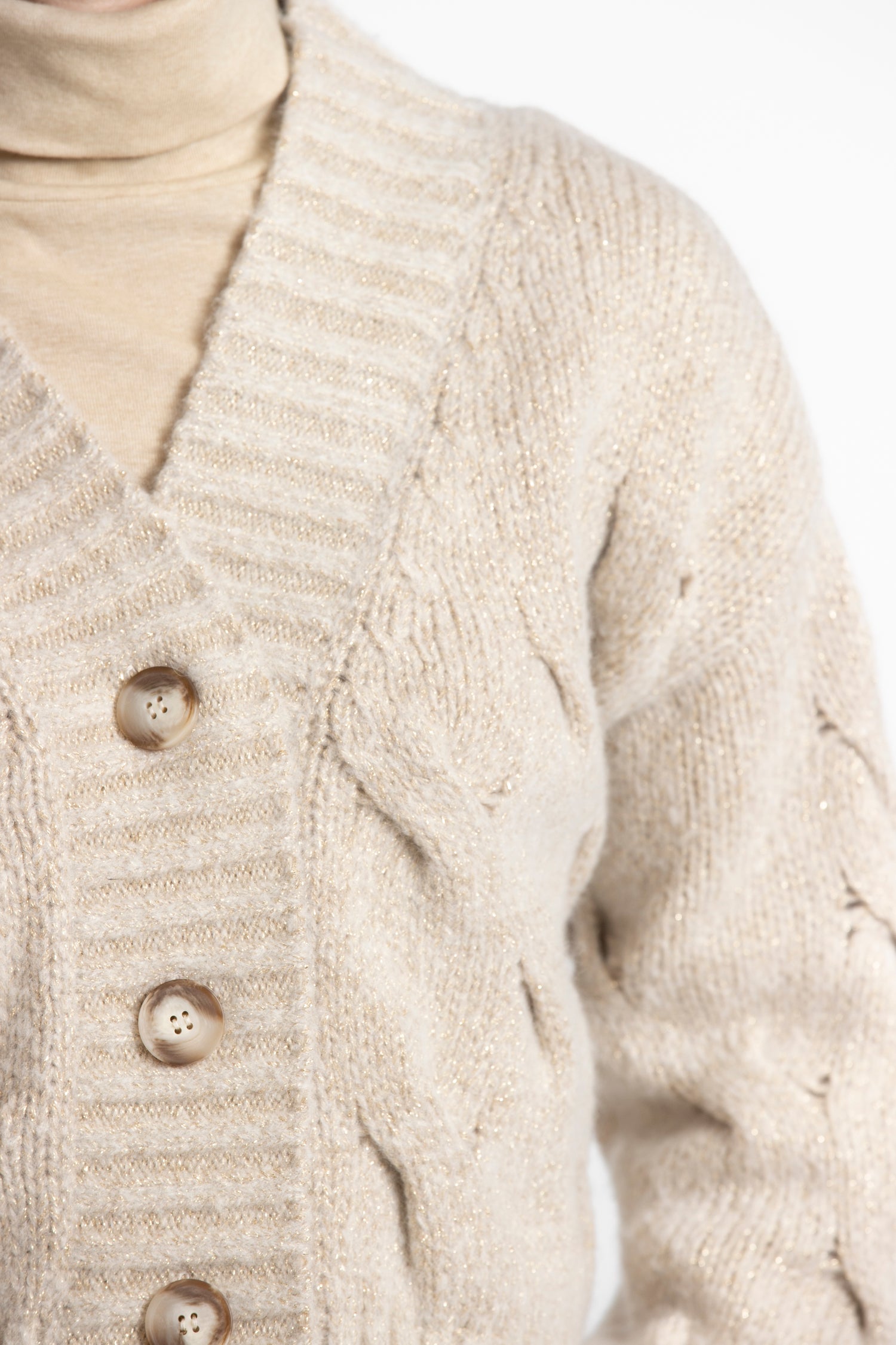 File gebreide beige cardigan