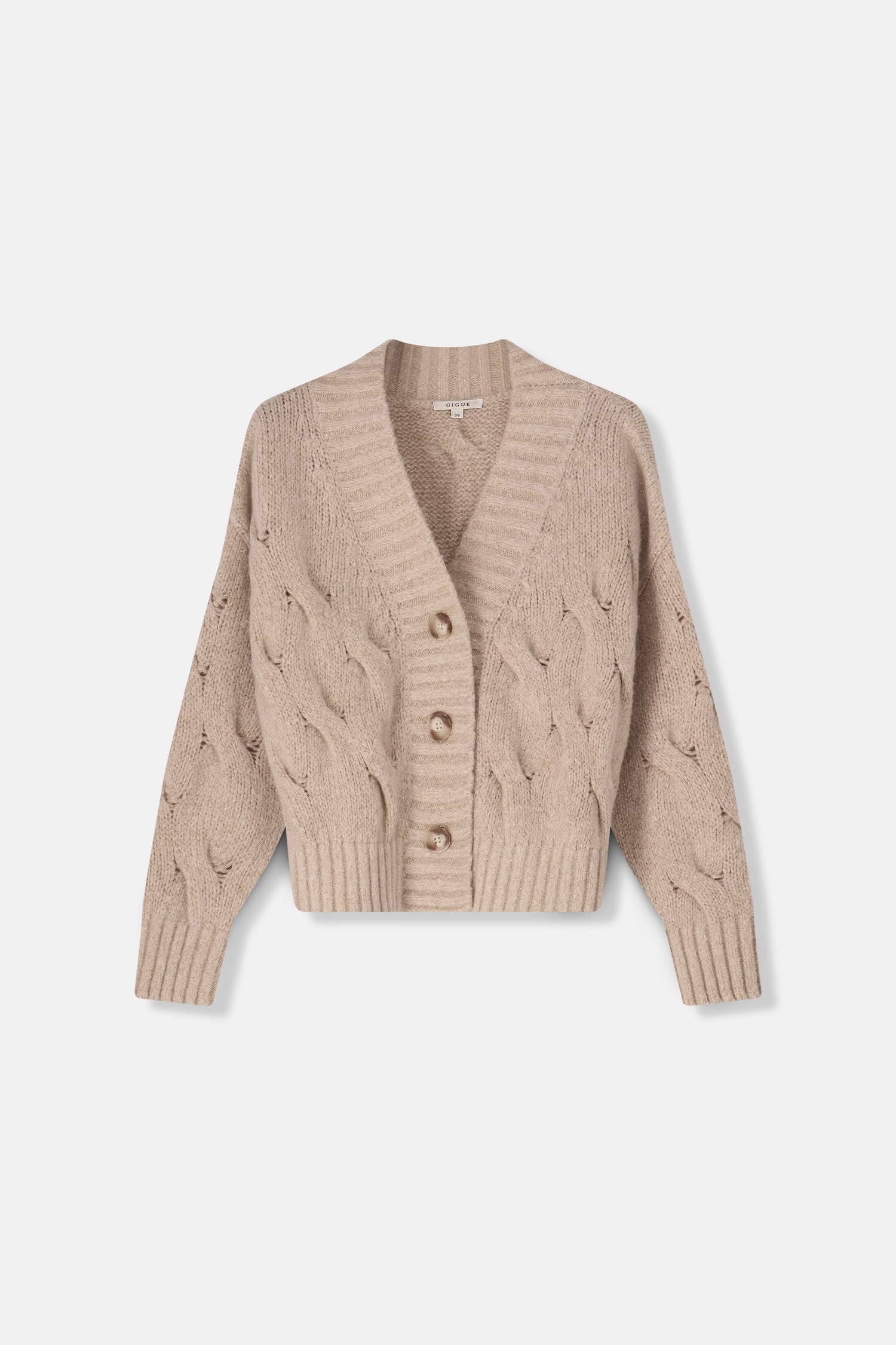 File gebreide beige cardigan