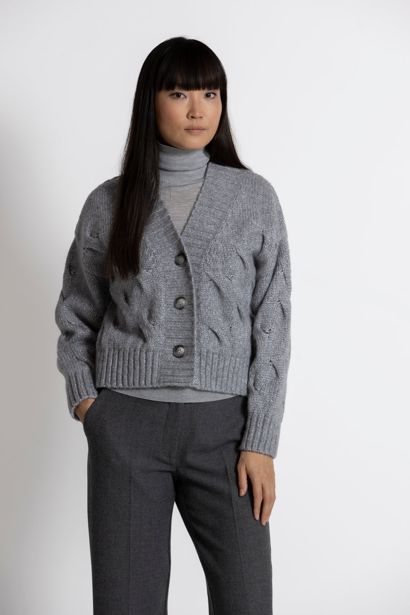 FILE Grey knitted cardigan