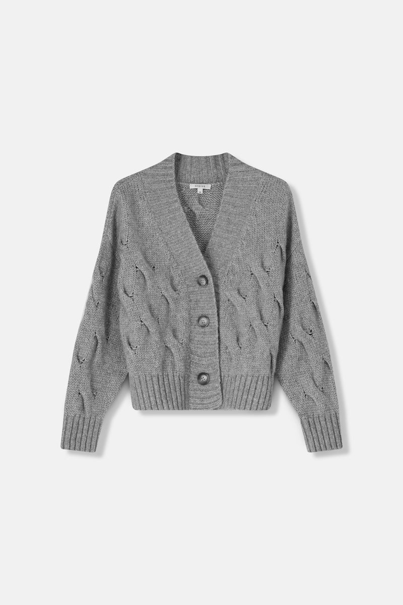 FILE Grey knitted cardigan