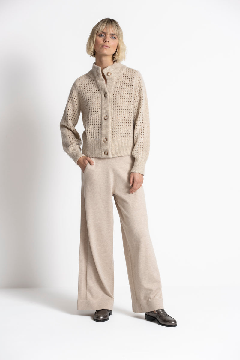 FINCA Beige ajour knitted cardigan