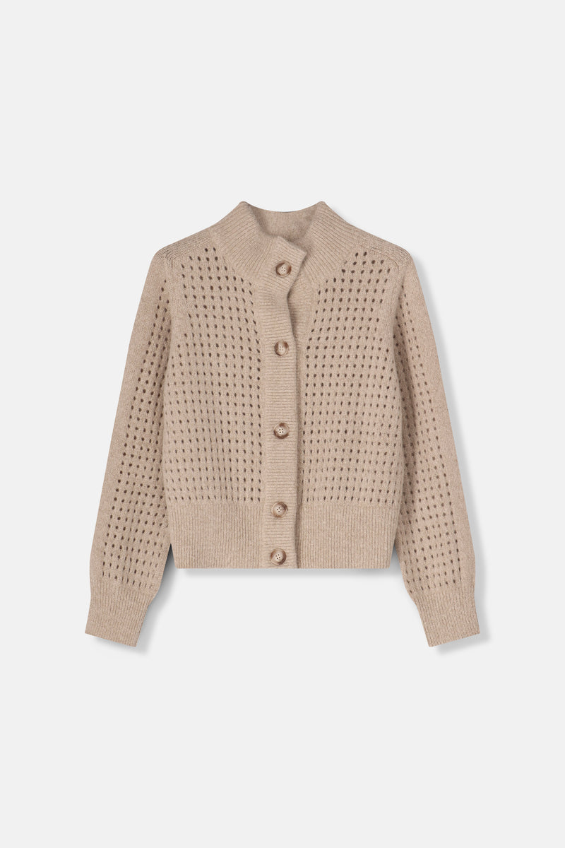 FINCA Beige ajour knitted cardigan