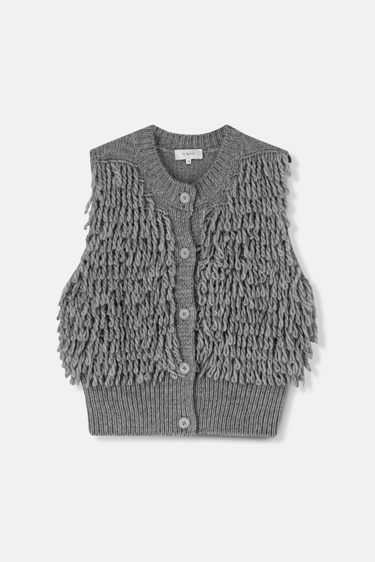 Fun grijze mouwloze cardigan