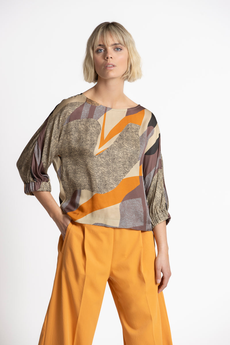 Halifa beige-grijze blouse