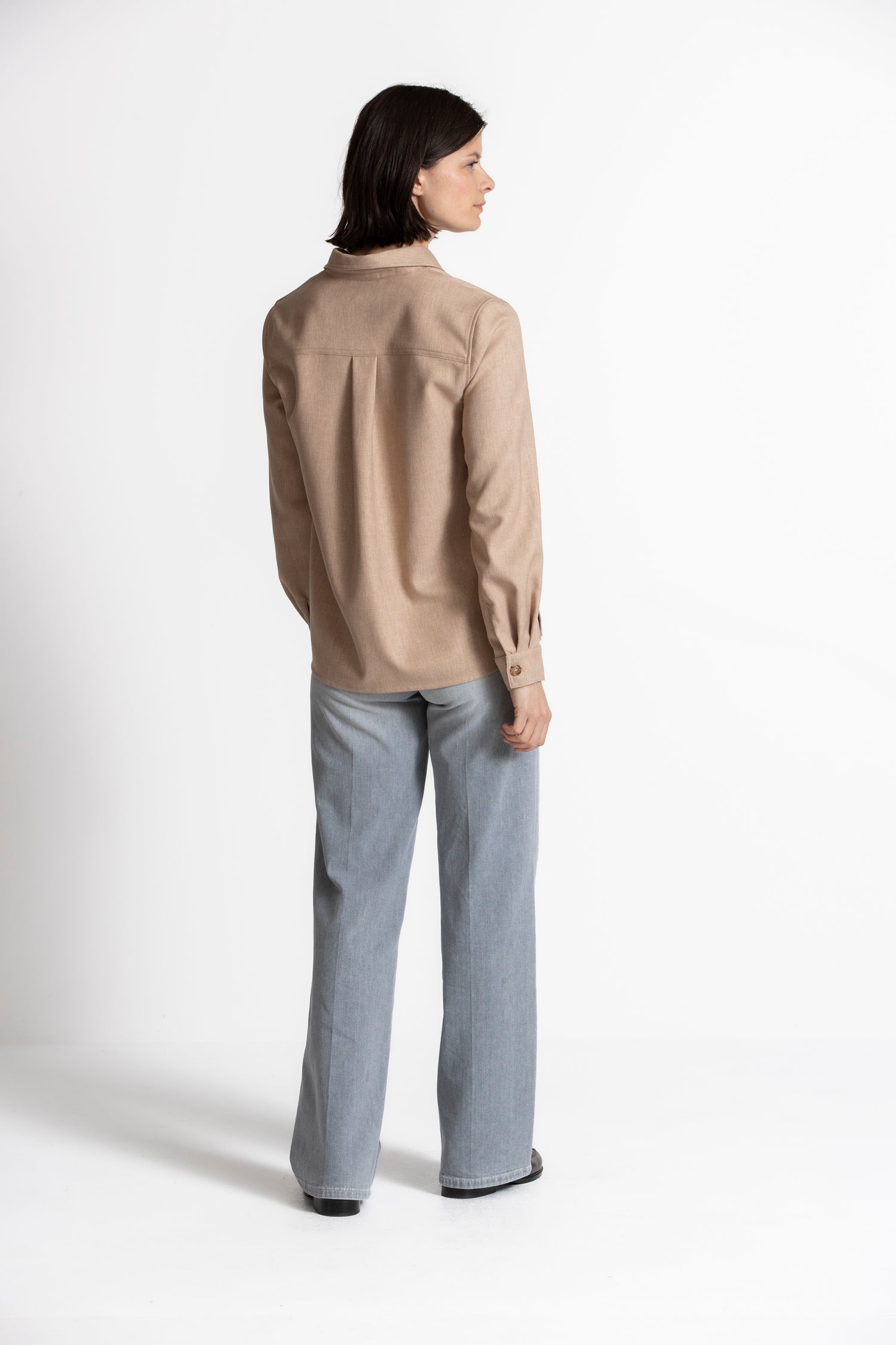 HALMAR Blouse beige à col polo