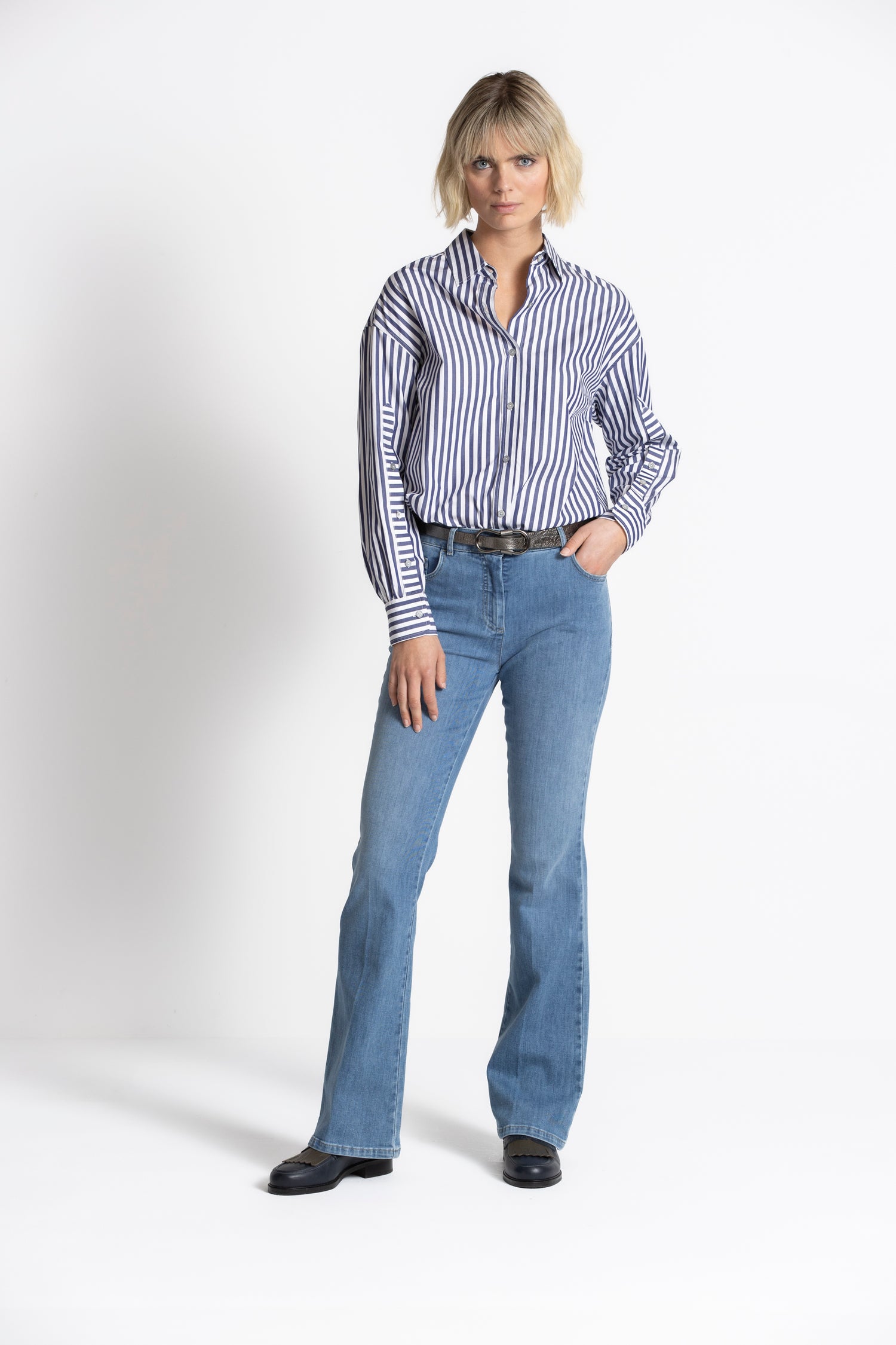 HUDSON Blue-white striped blouse