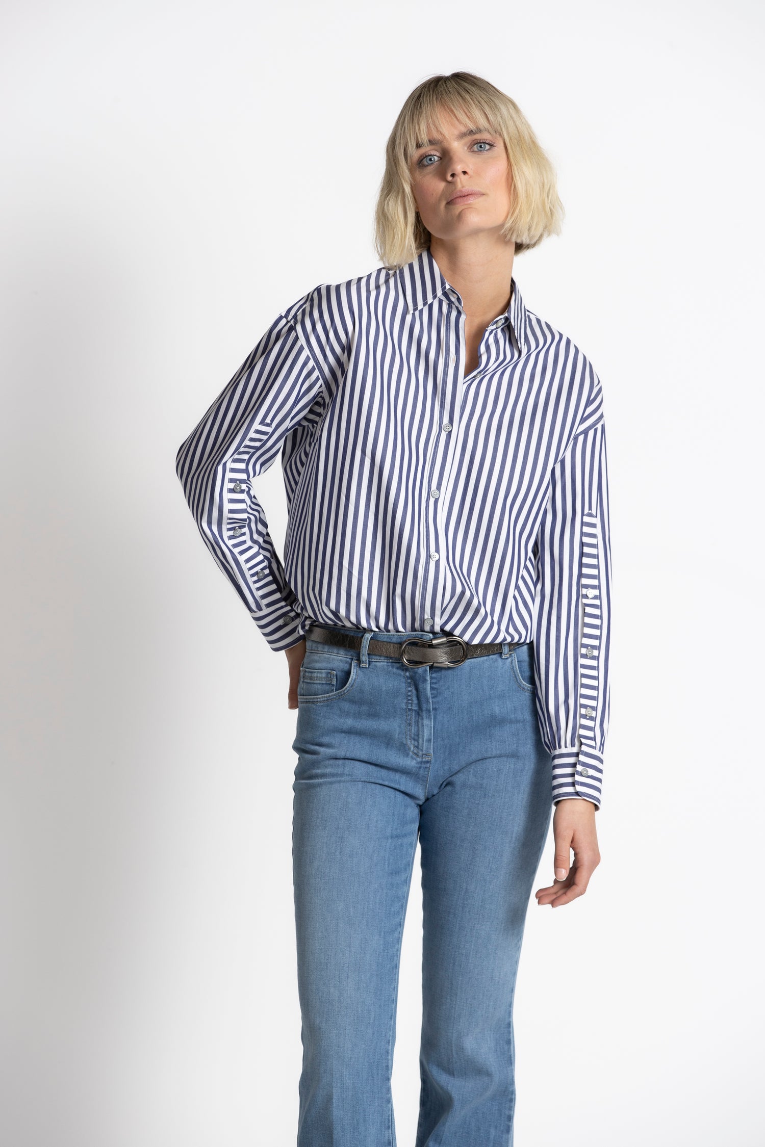 HUDSON Blue-white striped blouse