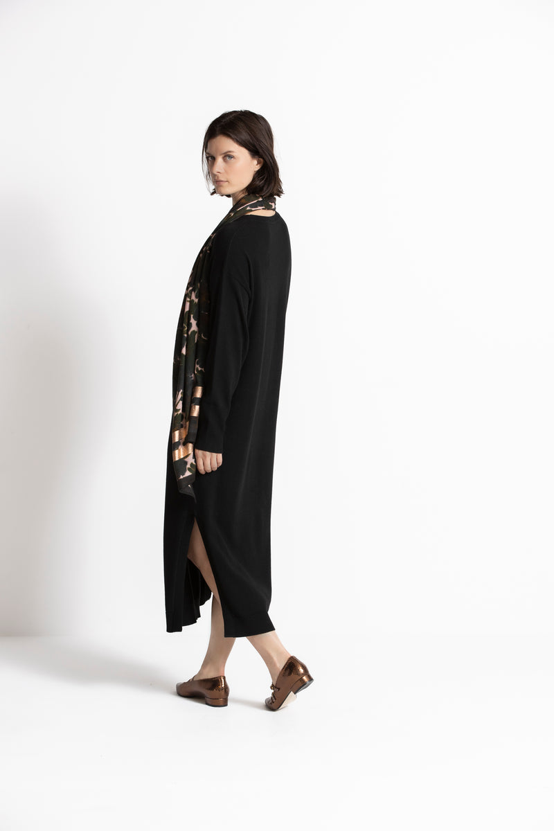 KERIA Black jersey maxi dress