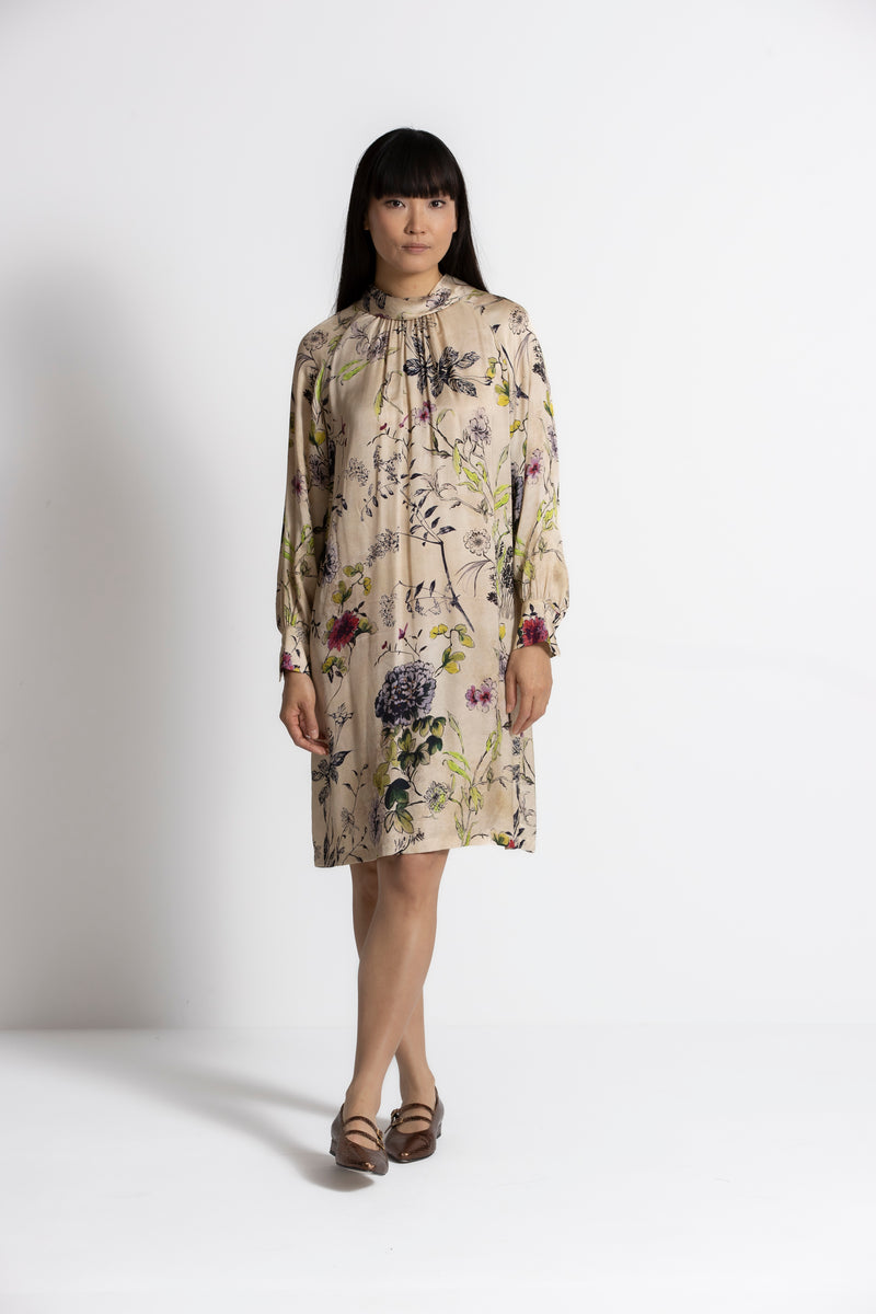 KICK Beige floral print dress