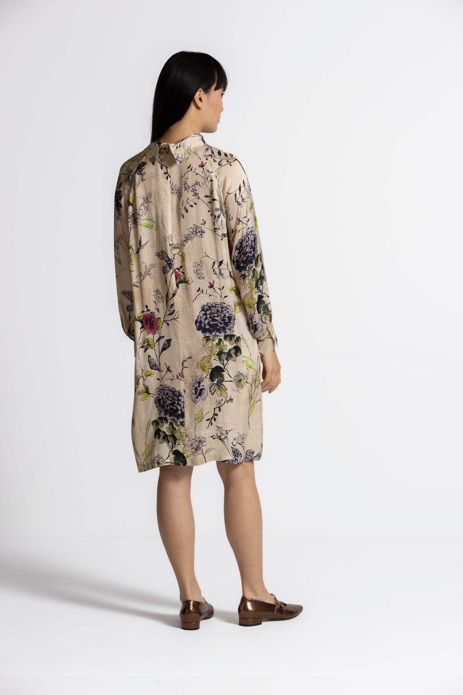 KICK Beige floral print dress